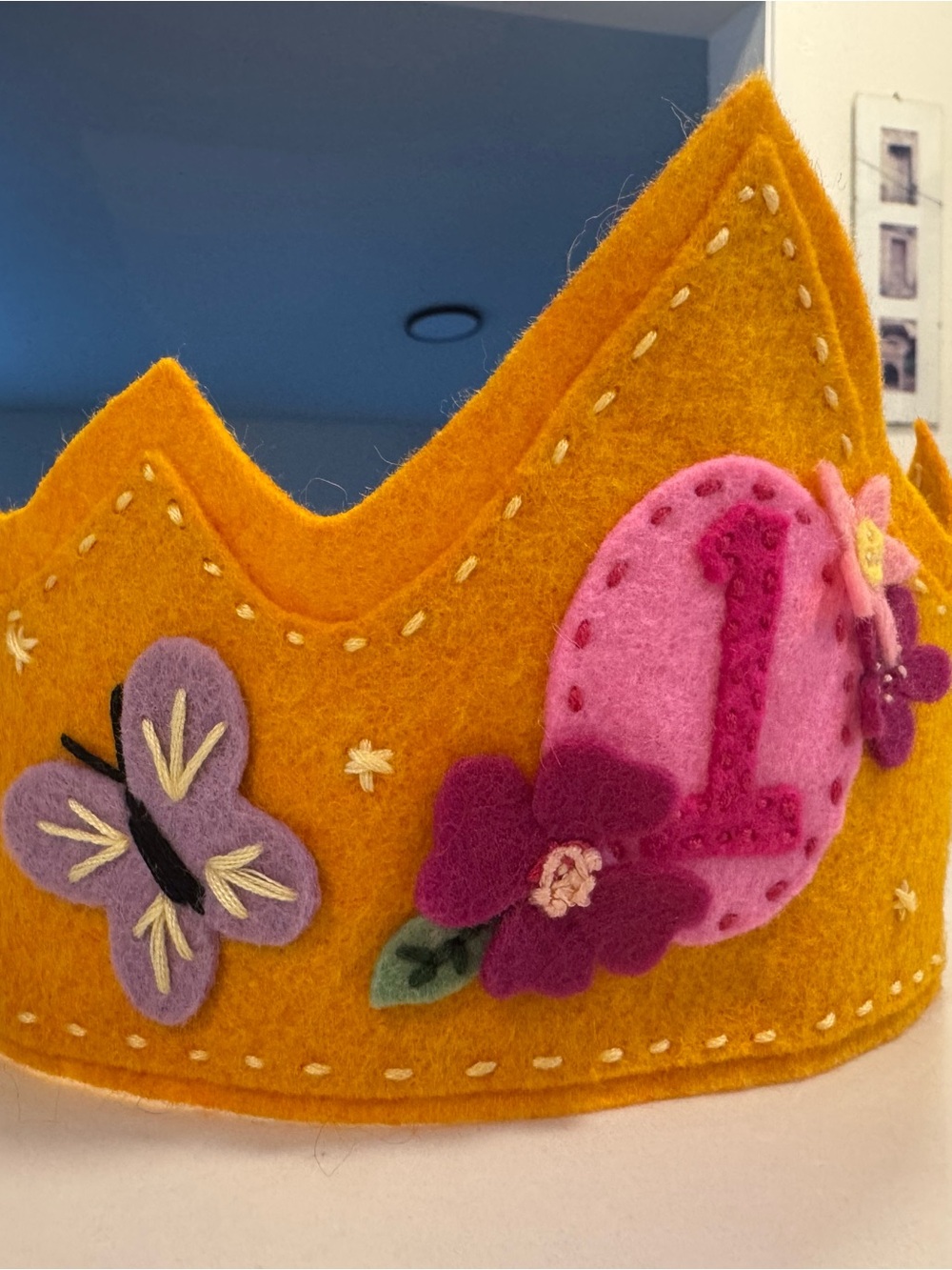 Felt Birthday Crown with Pink Number 1